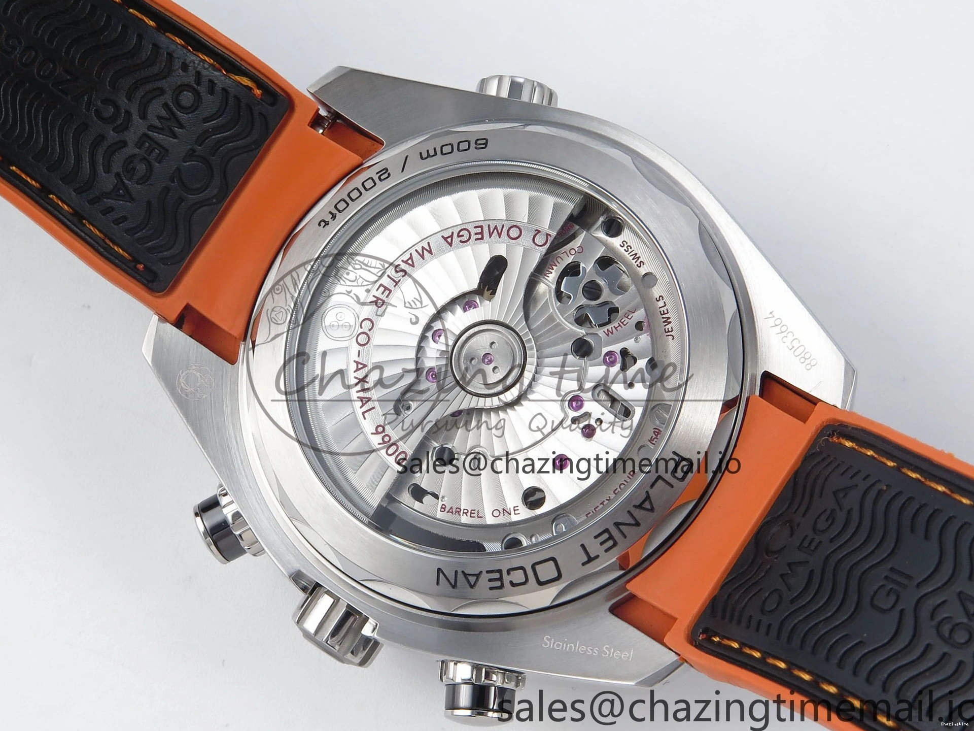 0112 Planet Ocean Master Chronometer 600M 45.5mm SS SCF 1:1 Best Edition Black Orange Bezel Black Dial on Black Rubber Strap A9900 Super Clone ModernLook 7667